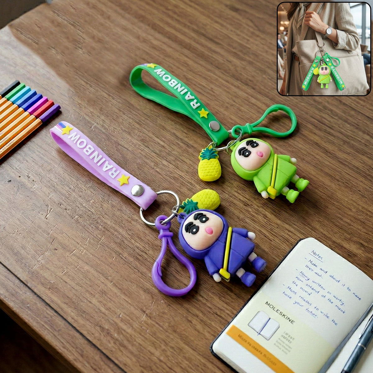 decorative cartoon keychain with strap holder